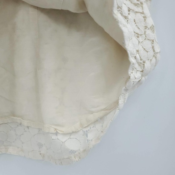 Sanctuary Women's Silk Lace Short Sleeve Button Up Cream Blouse Small - Picture 7 of 9